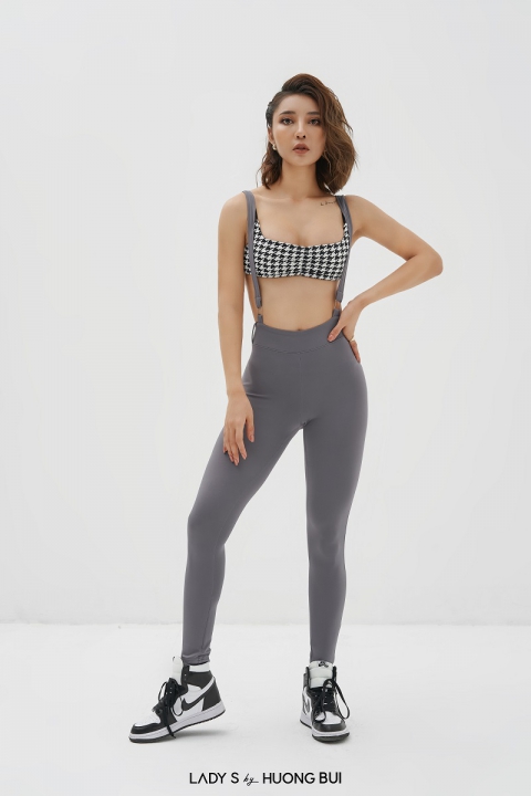 Grey Fitness Legging With Galluses
