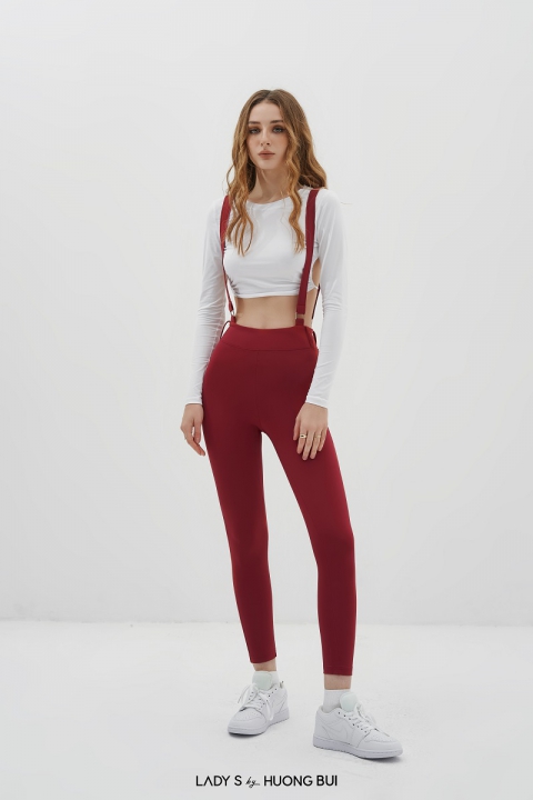 Red Fitness Legging With Galluses